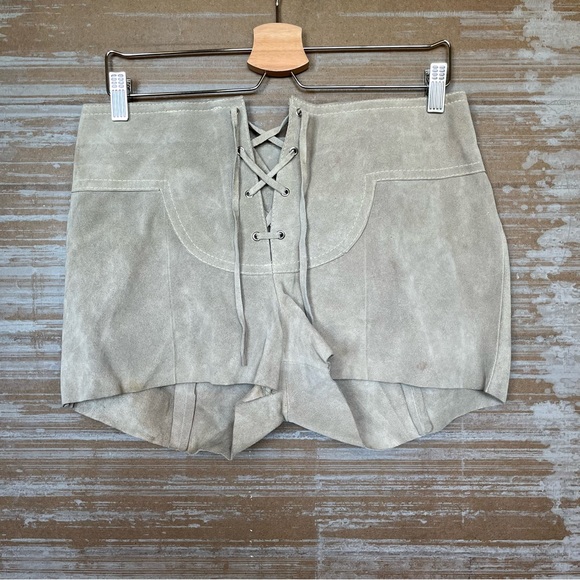 Vintage Shorts Vintage 0 Suede Leather Lace Up Shorts Western Rodeo